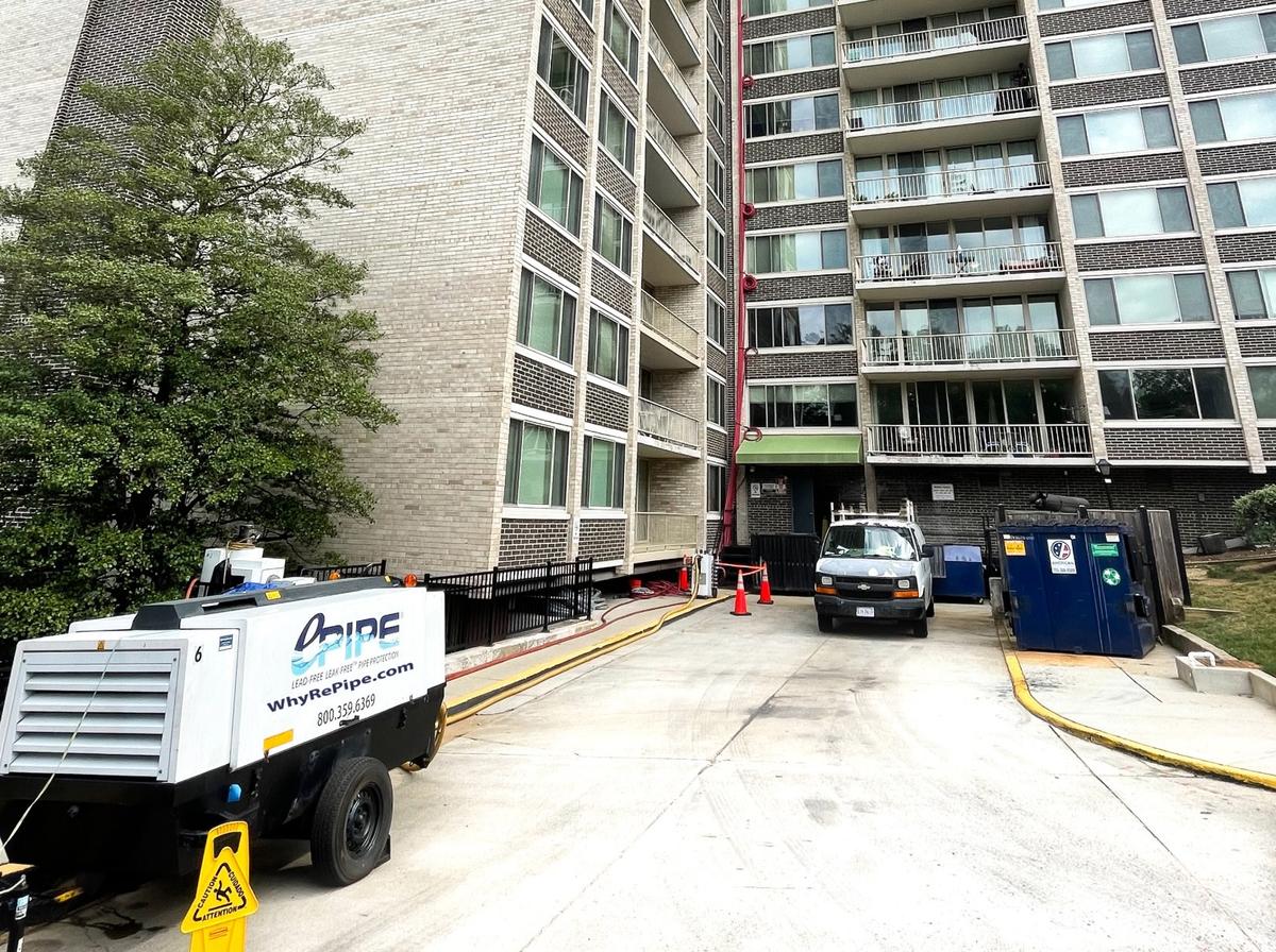 An ePipe mobile generator outside of a residential building